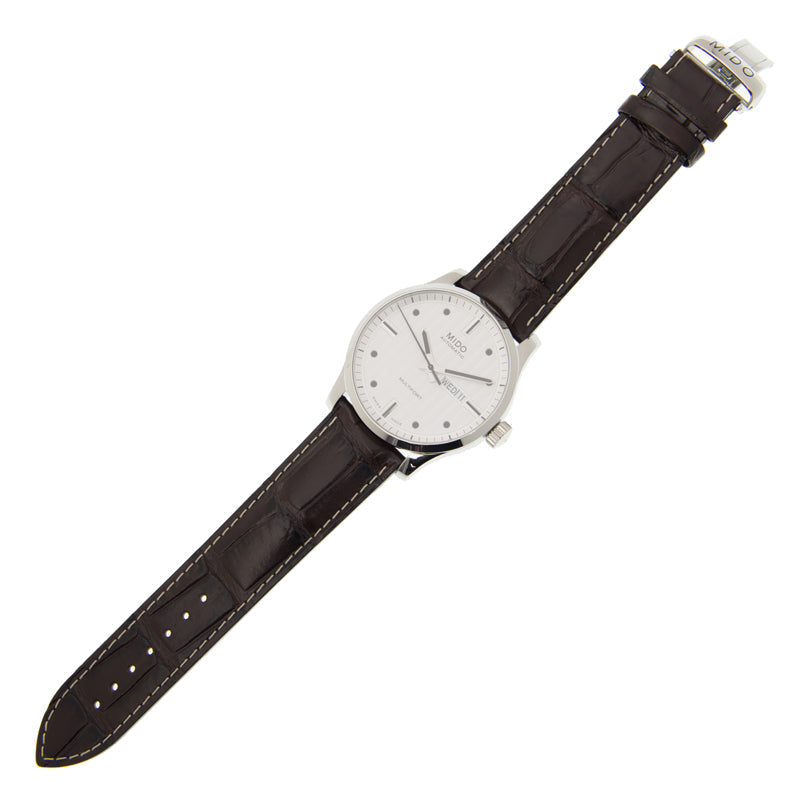 Mido Multifort Automatic Silver Dial Black Leather Strap Watch For Men - M005.430.16.031.80