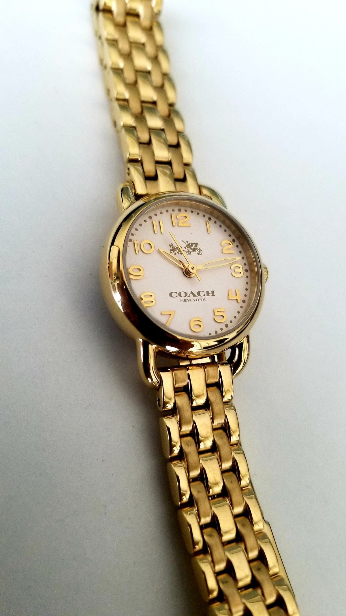 Coach Delancey White Dial Gold Steel Strap Watch for Women - 14502241