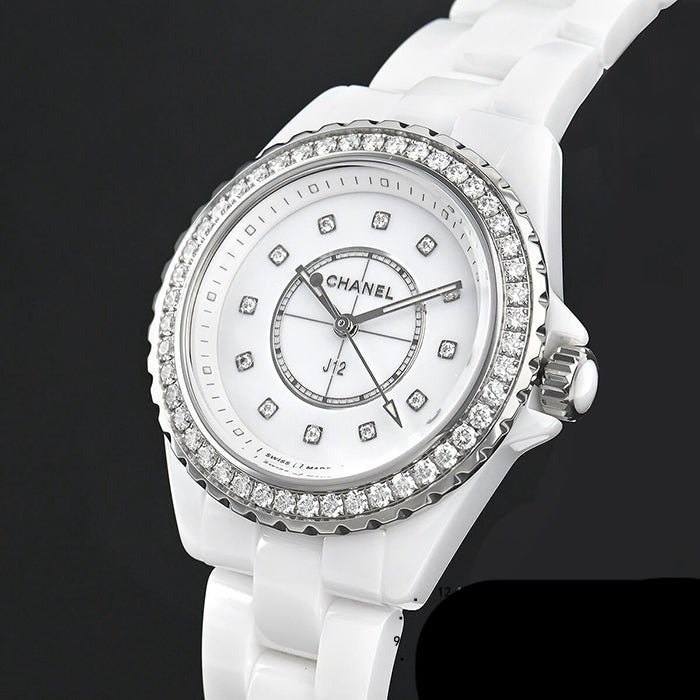 Chanel J12 Quartz Diamonds White Dial White Steel Strap Watch for Women - J12 H6418