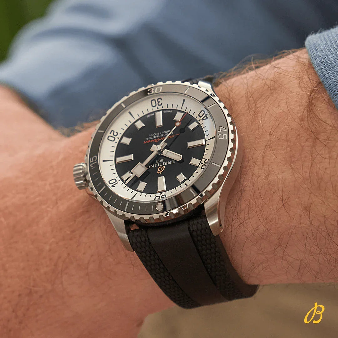 Breitling Superocean Automatic 46 Black Dial Black Rubber Strap Watch for Men - A17378211B1S1
