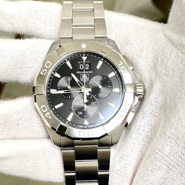 Tag Heuer Aquaracer Chronograph Black Dial Silver Steel Strap Watch for Men - CAY1110.BA0927