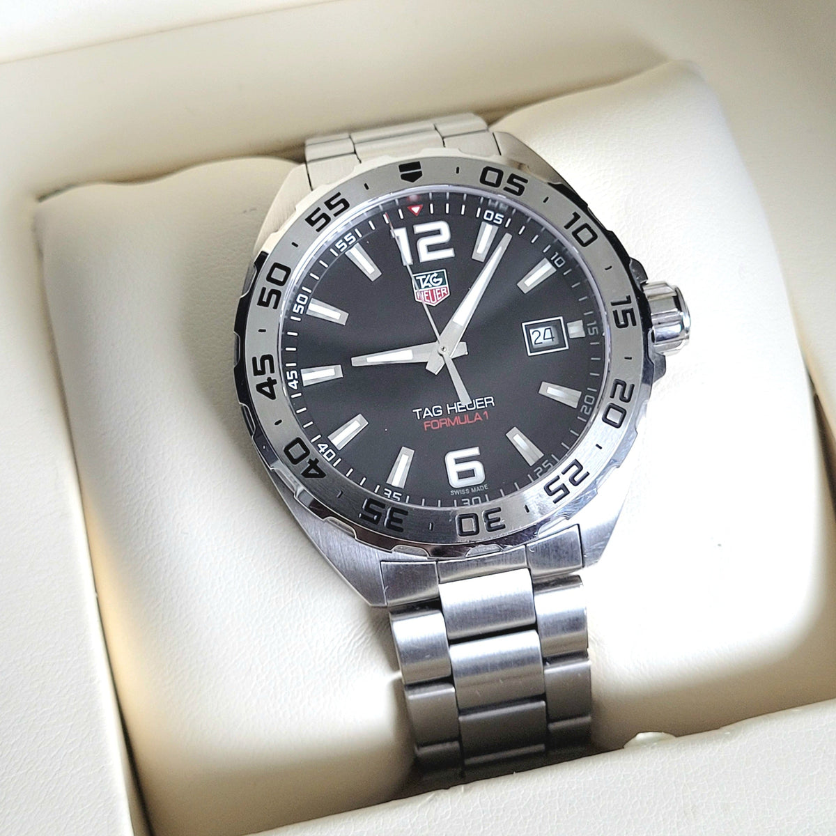 Tag Heuer Formula 1 Stainless Steel 41mm Black Dial Silver Steel Strap Watch for Men - WAZ1112.BA0875