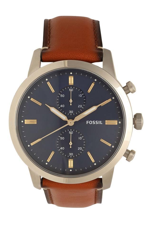 Fossil Townsman Chronograph Blue Dial Brown Leather Strap Watch for Men - FS5279