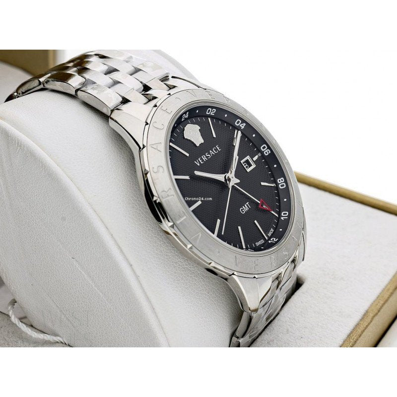Versace Univers Analog Black Dial Silver Steel Strap Watch for Men - VEBK00418