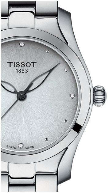 Tissot T Wave Diamonds White Dial Silver Steel Strap Watch For Women - T112.210.11.036.00