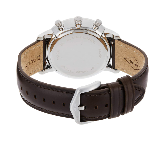 Fossil Neutra Chronograph White Dial Brown Leather Strap Watch for Men - FS5380