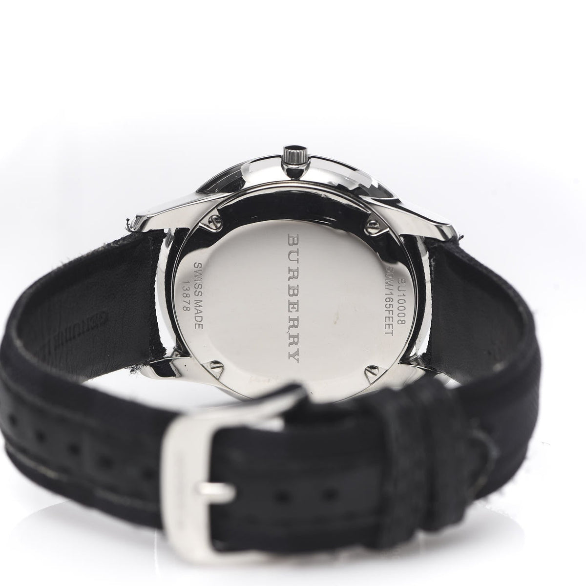 Burberry Classic Round Cream Dial Black Leather Strap Watch for Men - BU10008