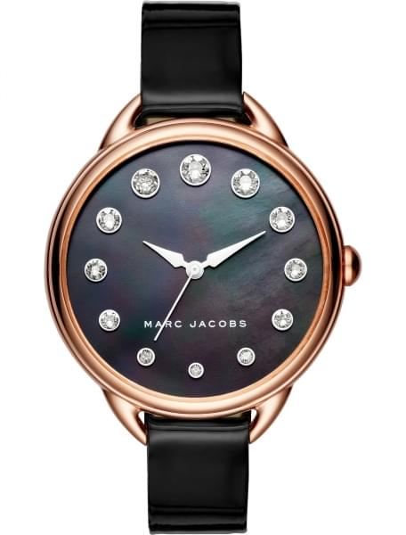 Marc Jacobs Betty Mother of Pearl Black Dial Black Leather Strap Watch for Women - MJ1513