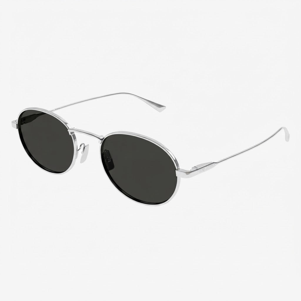 Saint Laurent Unisex SL 799 002 Silver Oval Frame Grey Sunglasses