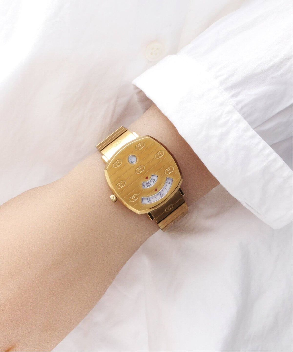 Gucci Grip Yellow Gold Dial Yellow Gold Steel Strap Unisex Watch -  YA157403