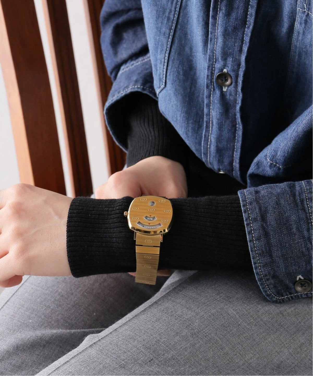 Gucci Grip Yellow Gold Dial Yellow Gold Steel Strap Unisex Watch -  YA157403