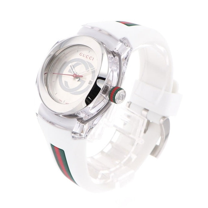 Gucci Sync Quartz White Dial White Rubber Strap Unisex Watch - YA137302