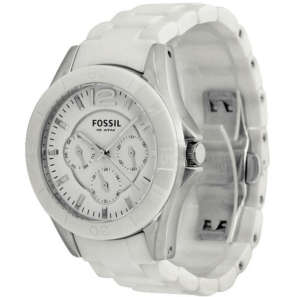 Fossil Ceramic White Dial White Ceramic Strap Watch for Women - CE1002