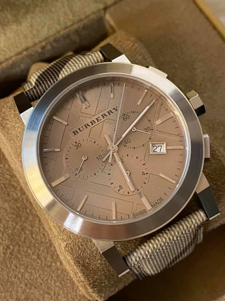 Burberry The City Smoked Brown Dial Brown Leather Strap Watch for Men - BU9361