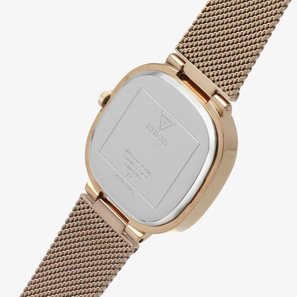 Guess Tapestry Diamonds Rose Gold Dial Rose Gold Mesh Bracelet Watch for Women - GW0354L3