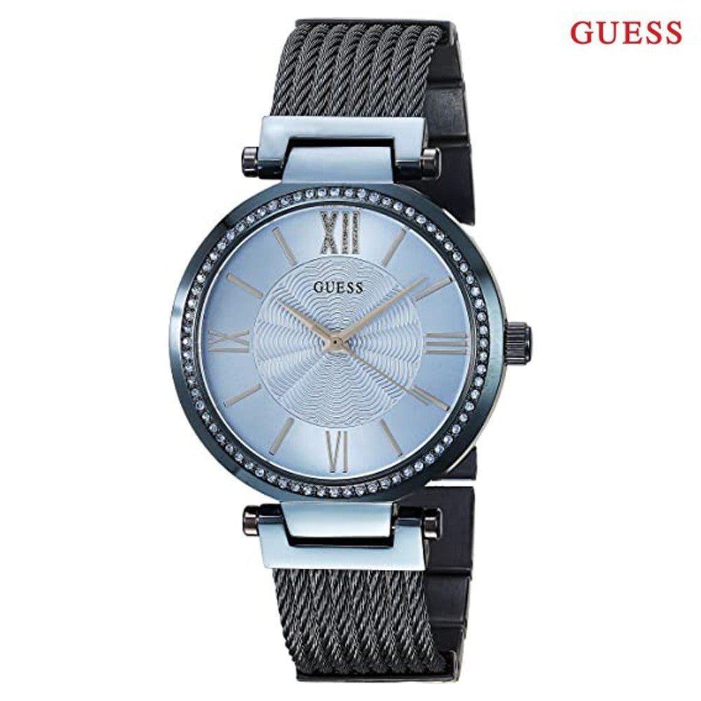 Guess Soho Diamonds Blue Dial Blue Mesh Bracelet Watch For Women - W0638L3