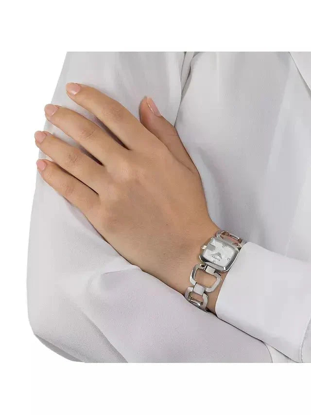 Gucci G-Class Mother of Pearl Dial Silver Steel Strap Watch For Women - YA125404