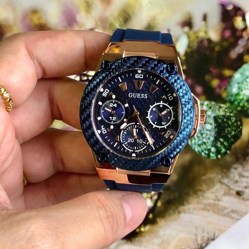 Guess Zena Blue Dial Blue Silicone Strap Watch For Women - W1049L2
