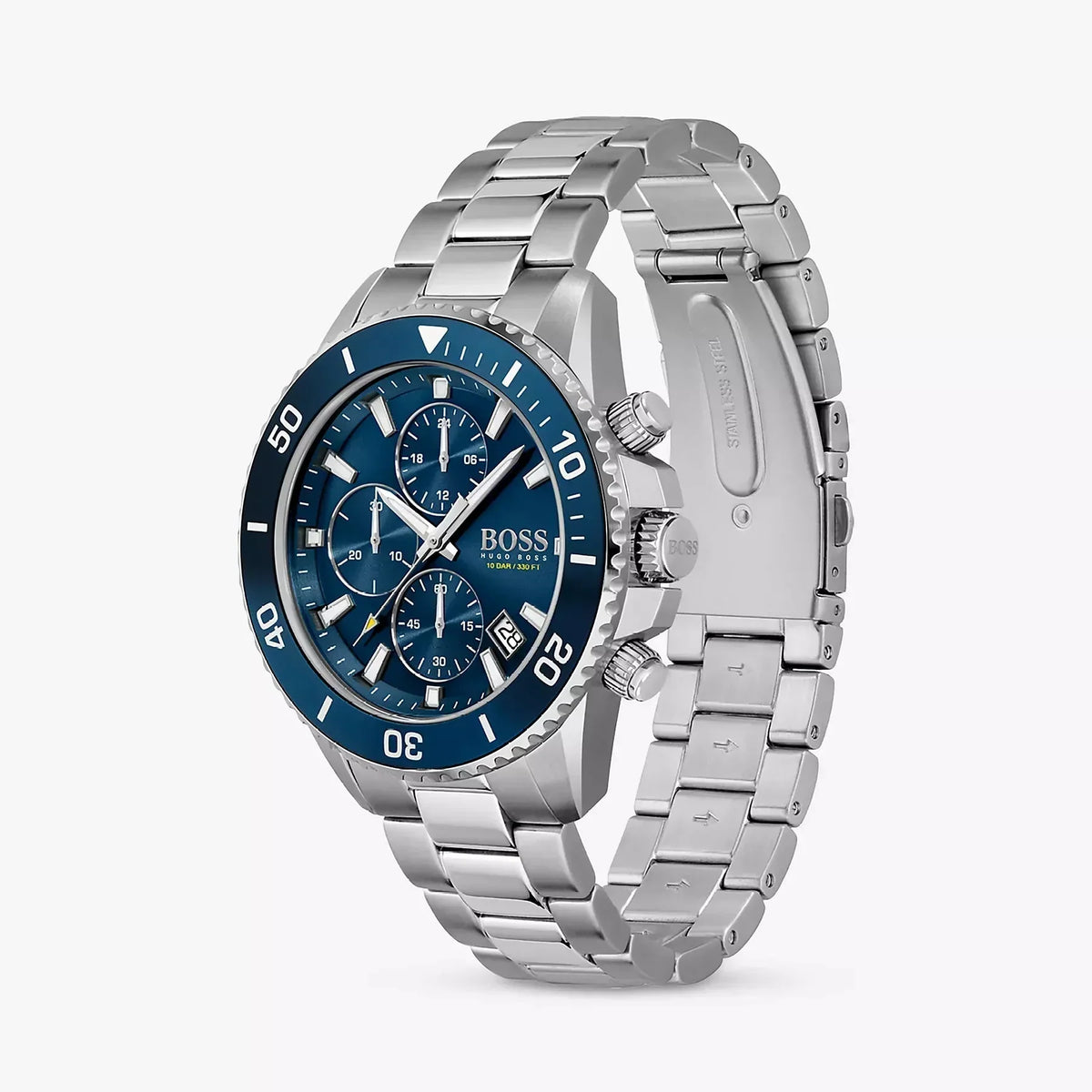 Hugo Boss Admiral Chronograph Blue Dial Silver Steel Strap Watch for Men - 1513907