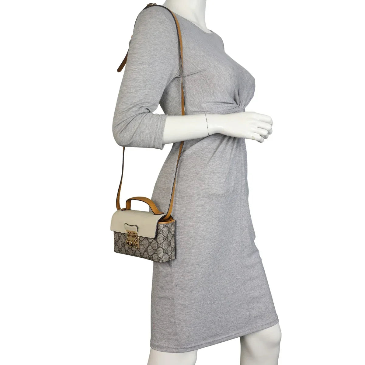 Gucci GG Supreme Padlock Top Handle Bag – Beige