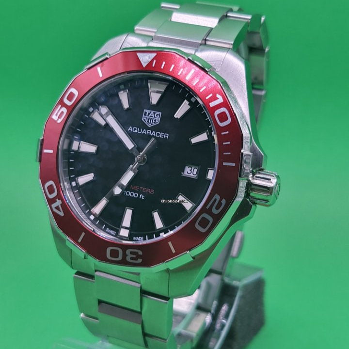 Tag Heuer Aquaracer 43mm Black Dial Silver Steel Strap Watch for Men - WAY101B.BA0746