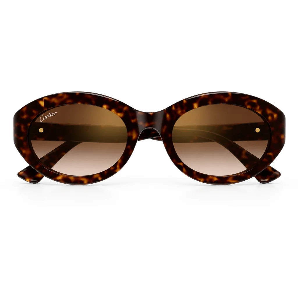  Cartier Signature C de Motif Women Dark Tortoiseshell Sunglasses