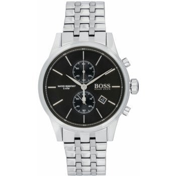 Hugo Boss Jet Chronograph Black Dial Silver Steel Strap Watch for Men - 1513383