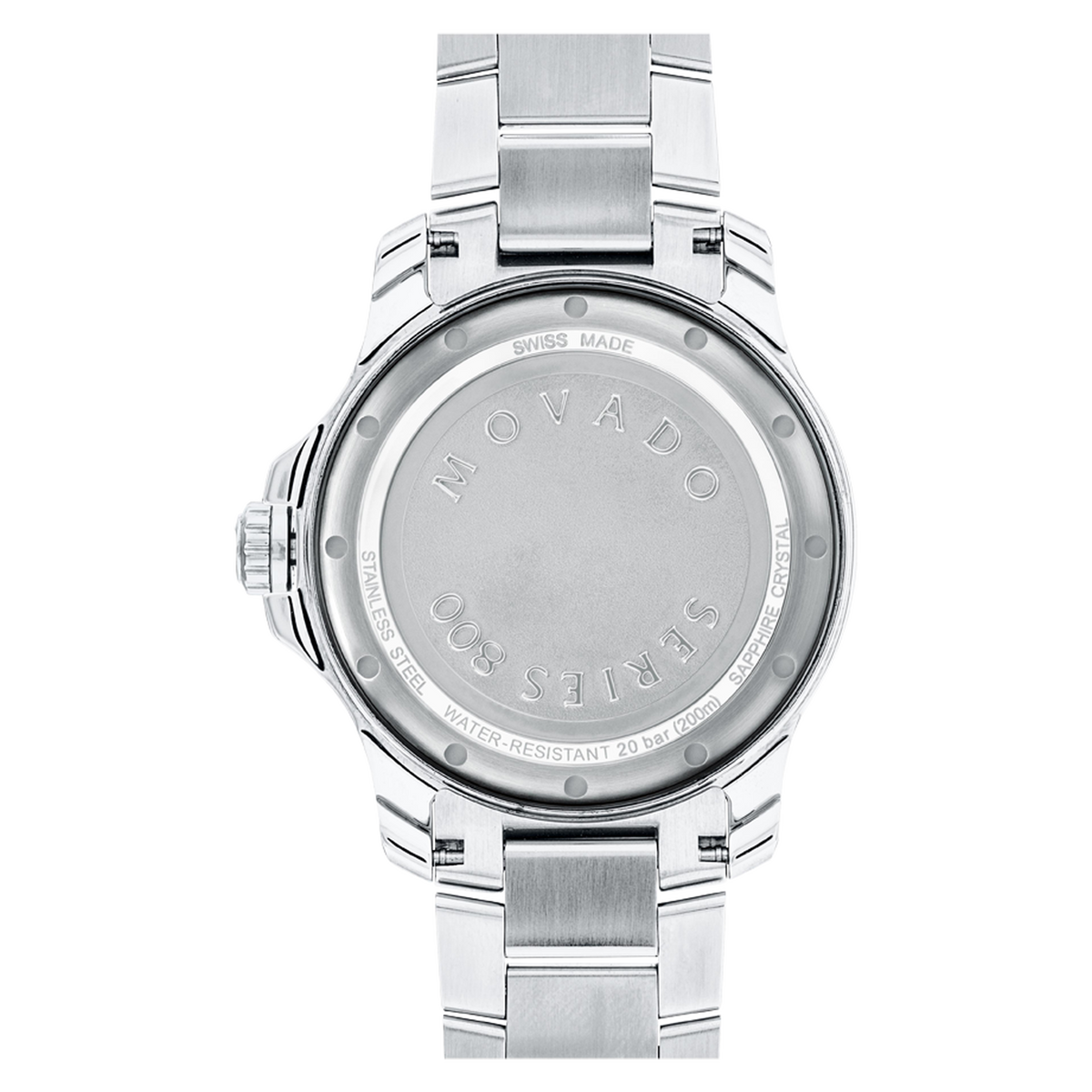 Movado Series 800 Black Dial Silver Steel Strap Watch For Men - 2600135