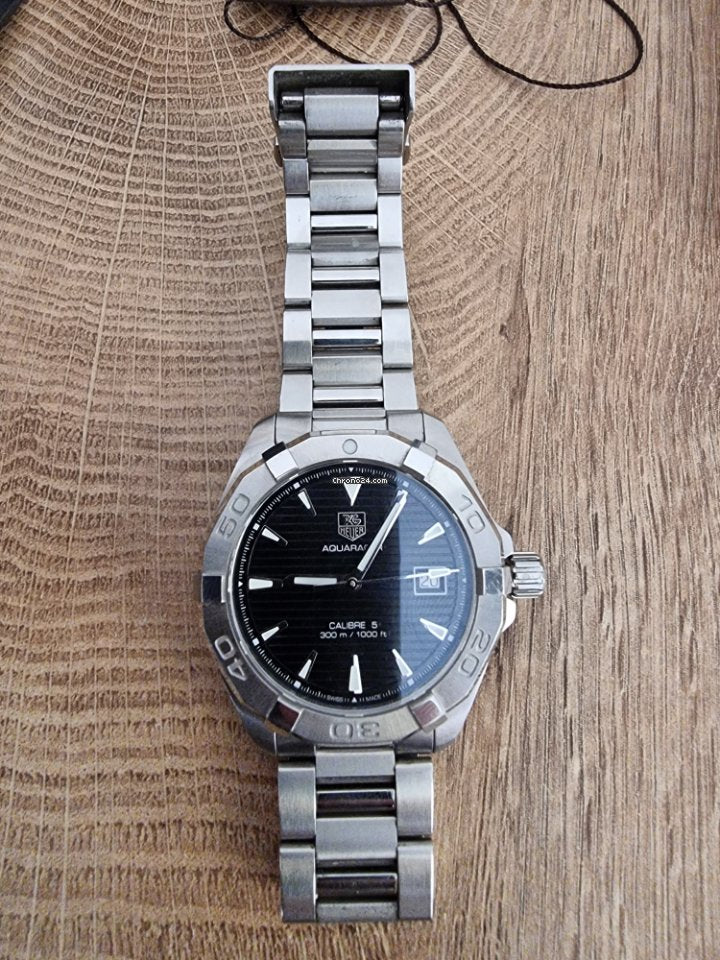 Tag Heuer Aquaracer Automatic 41mm Black Dial Silver Steel Strap Watch for Men - WAY2110.BA0928