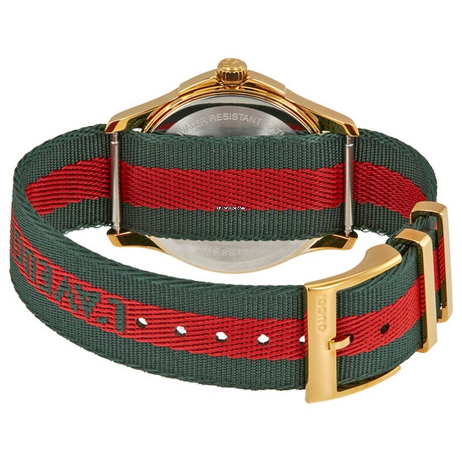 Gucci Le Marche des Merveilles Green & Red Dial Green & Red NATO Strap Unisex Watch - YA126487