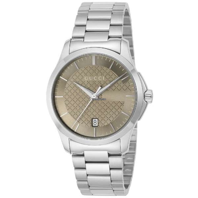Gucci G Timeless Automatic Brown Dial Silver Steel Strap Watch For Women - YA126431A