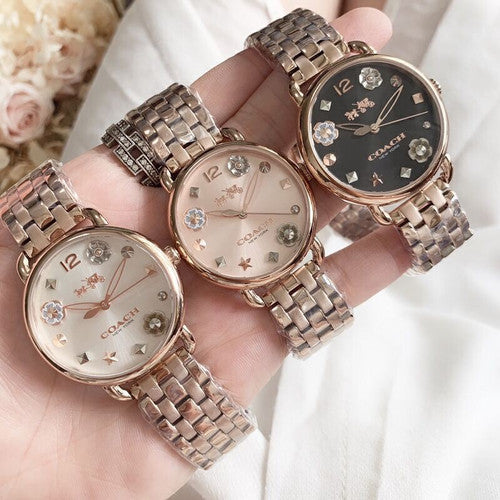 Coach Delancey White Dial Rose Gold Steel Strap Watch for Women - 14502811