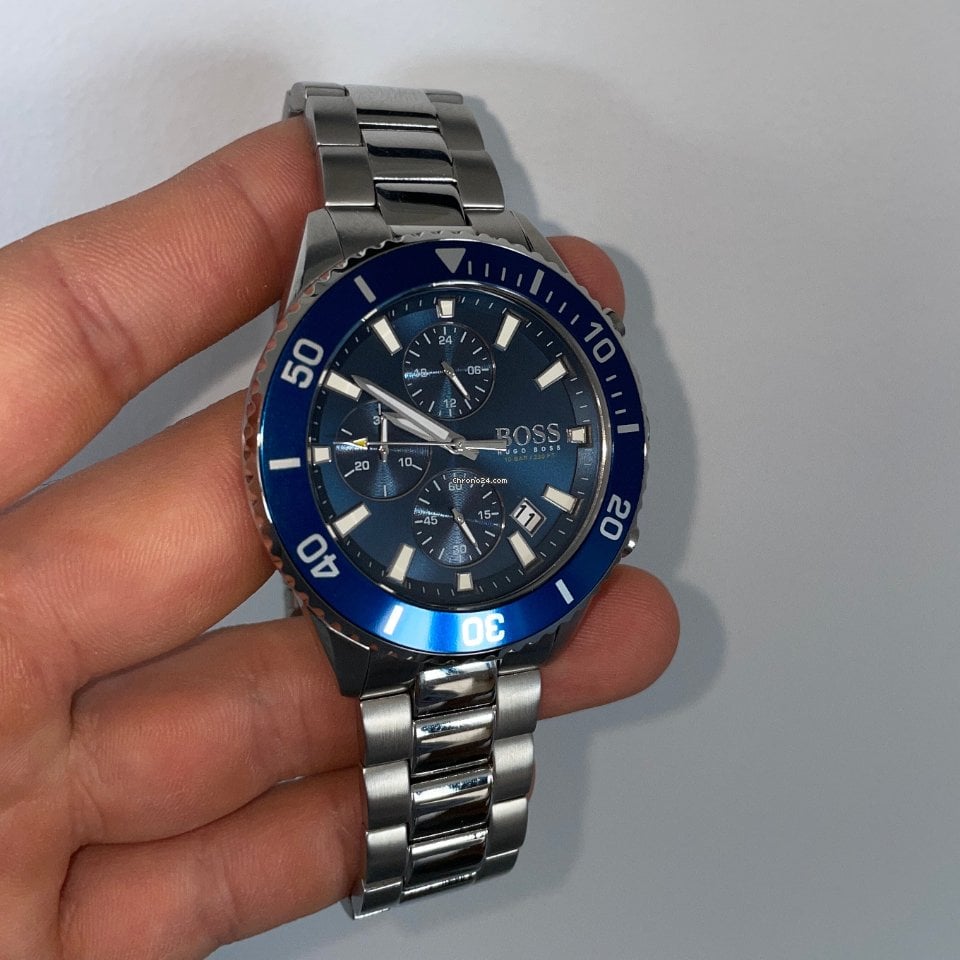 Hugo Boss Admiral Chronograph Blue Dial Silver Steel Strap Watch for Men - 1513907
