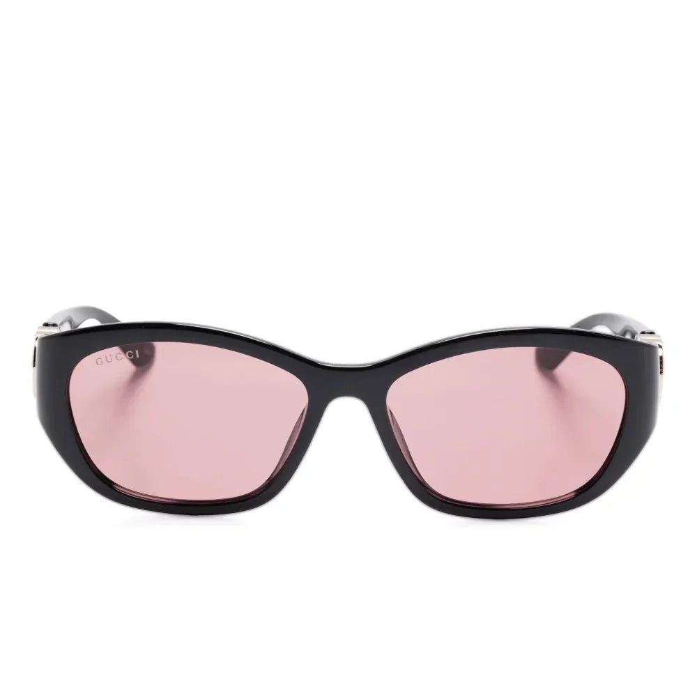 Gucci black oversized sunglasses with pink tinted lenses