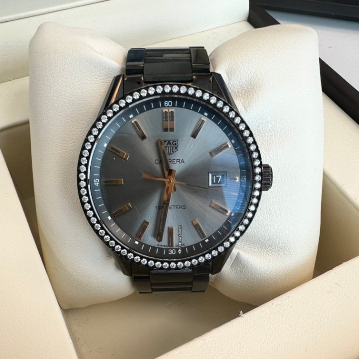 Tag Heuer Carrera Quartz Diamonds Black Dial Black Steel Strap Watch for Women - WAR1115.BA0602