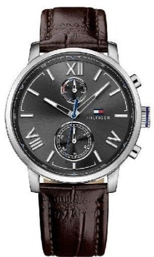 Tommy Hilfiger Aiden Quartz Black Dial Brown Leather Strap Watch for Men - 1791309