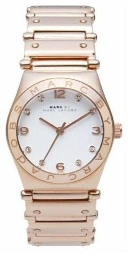 Marc Jacobs Amy White Dial Rose Gold Steel Strap Watch for Women - MBM8559