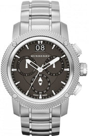 Burberry Utilitarian Chronograph Black Dial Silver Steel Strap Watch For Men - BU9800