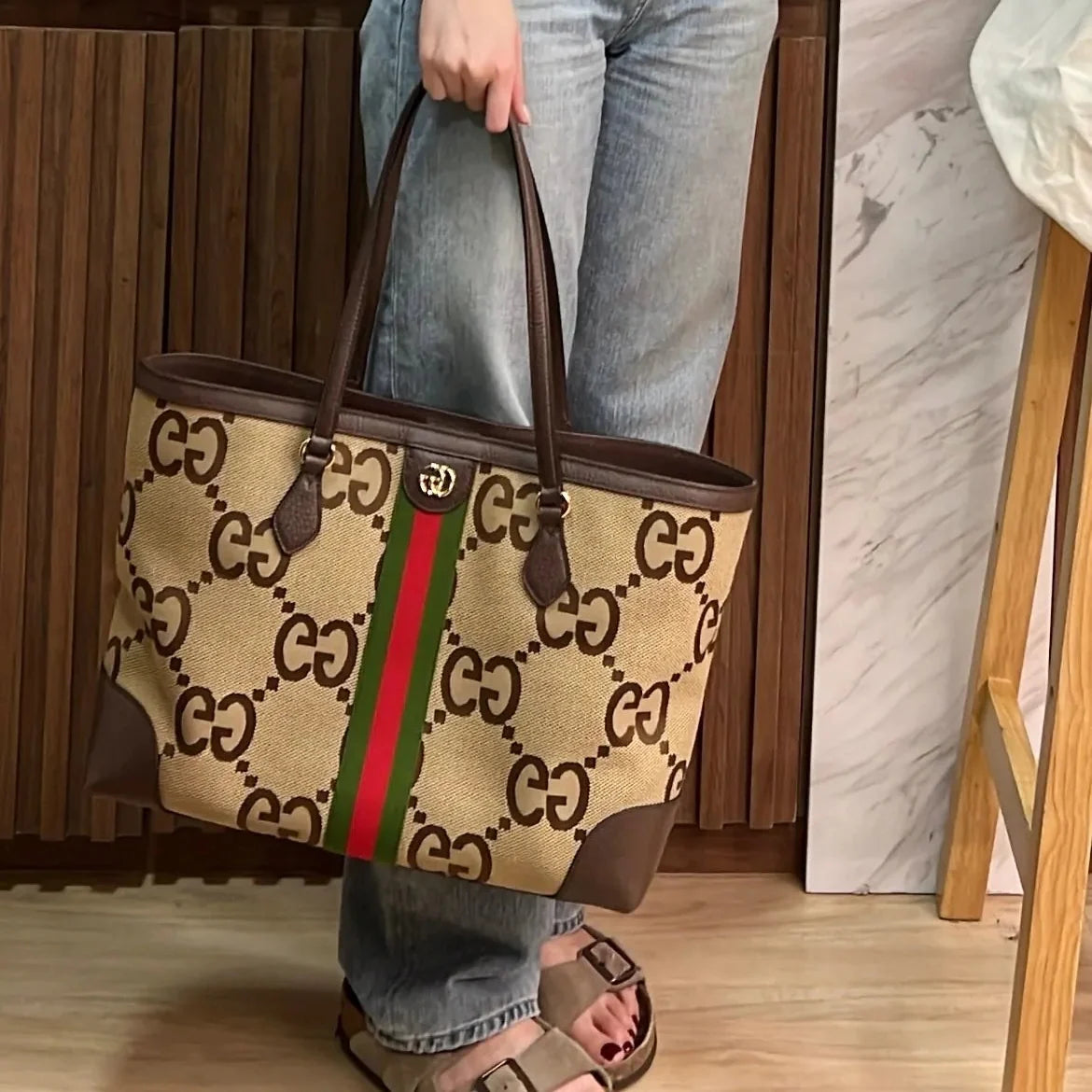 Gucci Ophidia Large Tote Bag - Brown