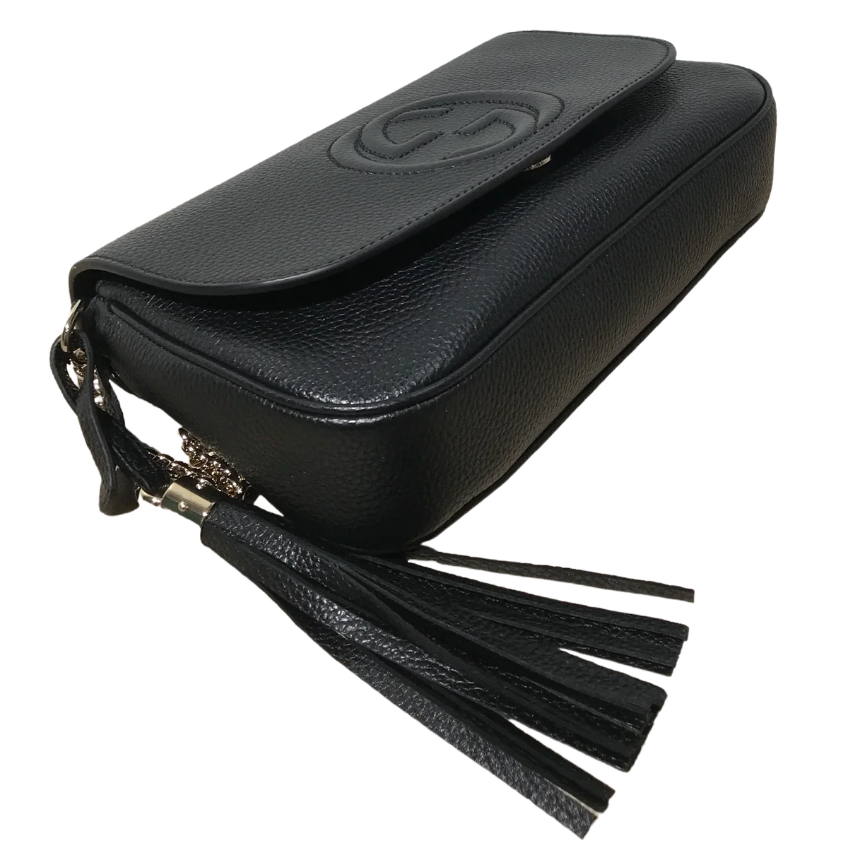 Gucci Pebbled Calfskin Soho Flap Bag – Black