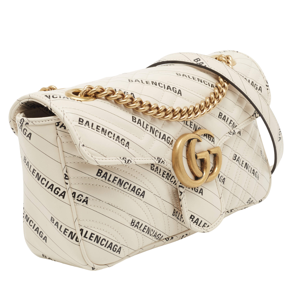 Gucci X Balenciaga GG Marmont Shoulder Bag – White