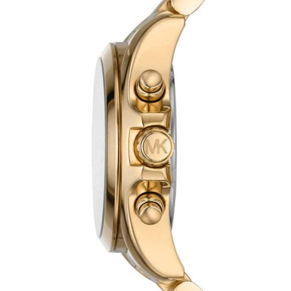 Michael Kors Bradshaw Chronograph Black Dial Gold Steel Strap Watch For Women - MK6959