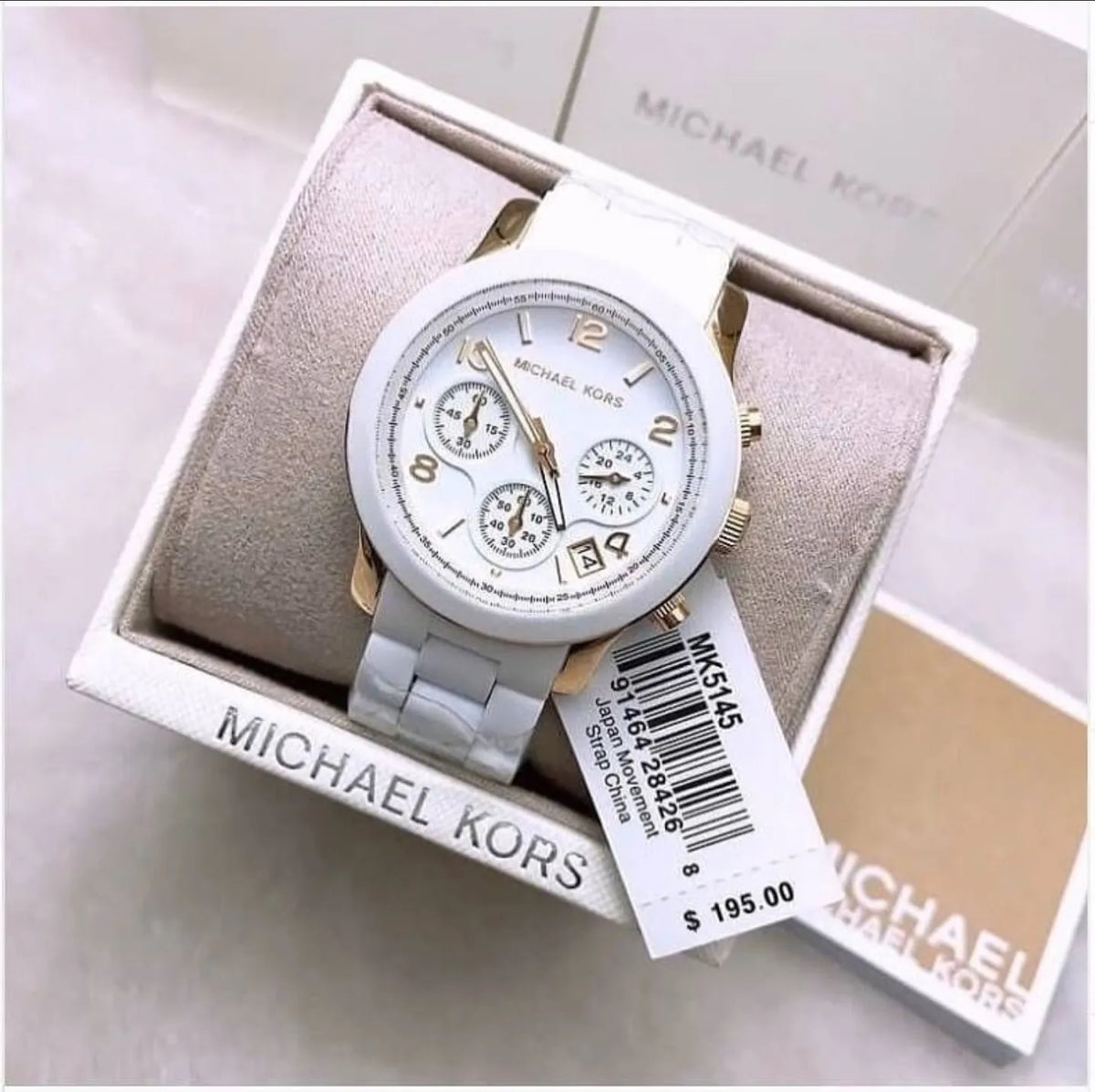 Michael Kors Runway Chronograph White Dial White Steel Strap Watch for Women - MK5145