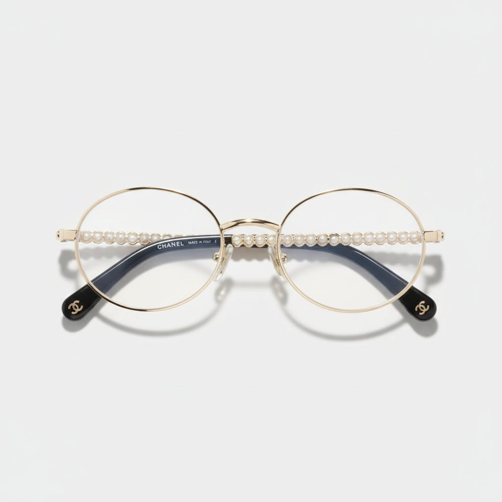 Chanel Women Oval Metal & Imitation Pearl Optical Frames Glasses CH2228H