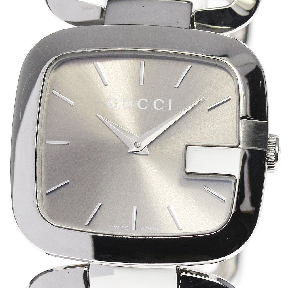 Gucci G Brown Square Brown Dial Silver Steel Strap Watch For Women - YA125402