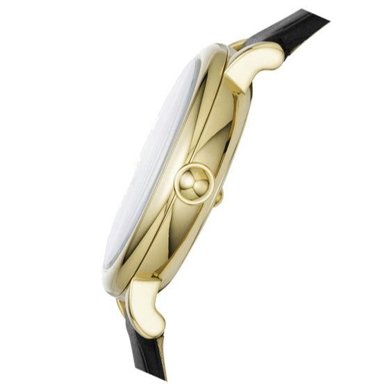 Marc Jacobs Roxy White Dial Black Leather Strap Watch for Women - MJ1537