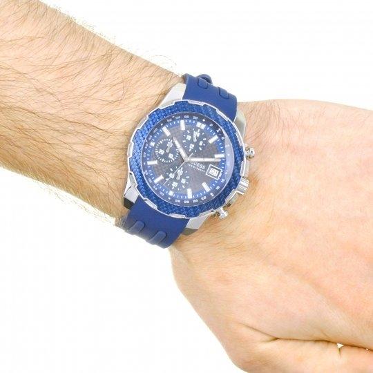 Guess Octane Chronograph Black Dial Blue Rubber Strap Watch For Men - W1047G2