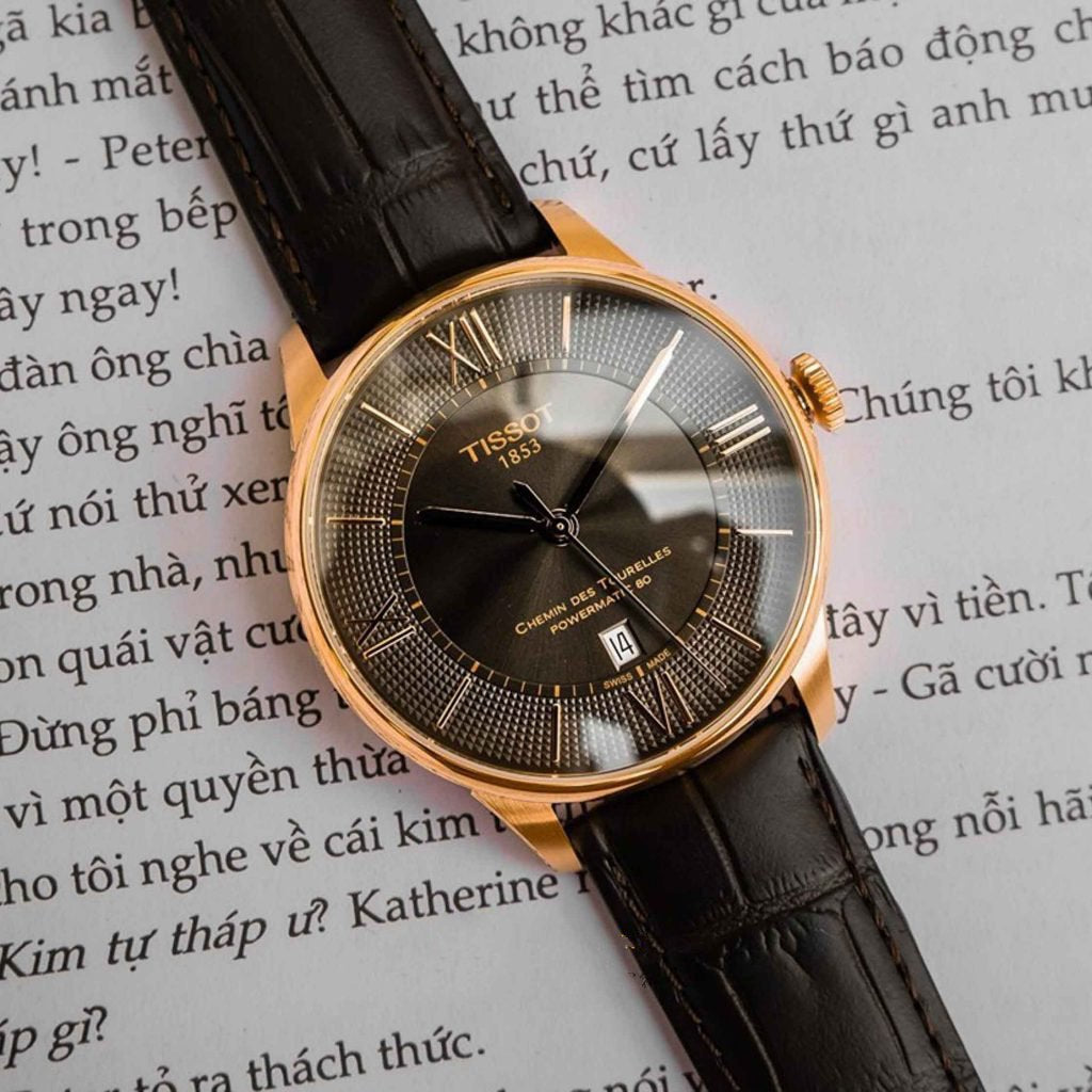 Tissot Chemin des Tourelles Powermatic 80 Brown Dial Brown Leather Strap Watch for Men - T099.407.36.448.00