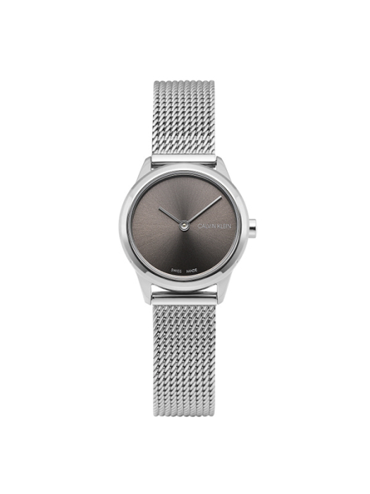 Calvin Klein Minimal Grey Dial Silver Mesh Bracelet Watch for Women - K3M231Y3