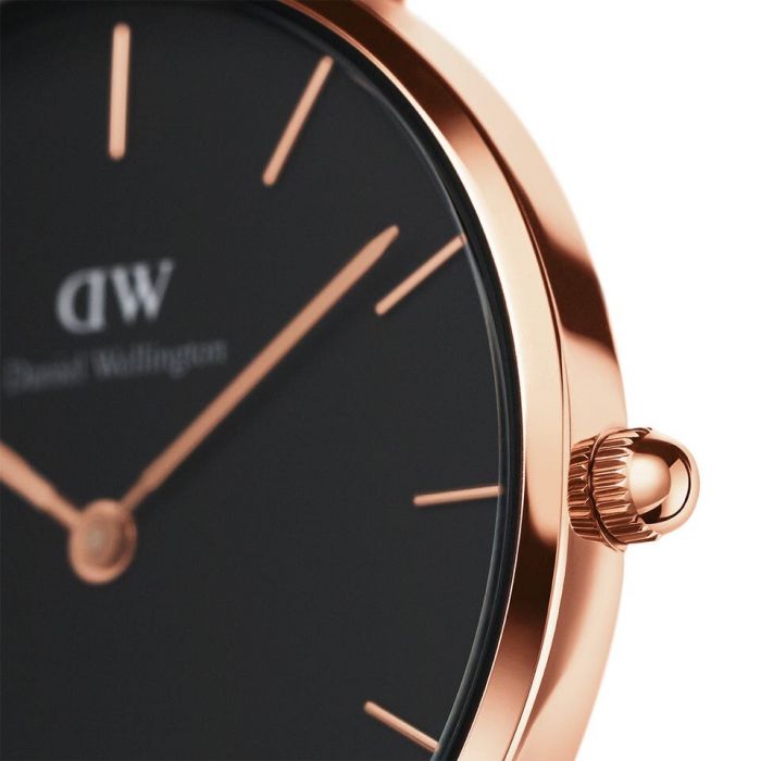 Daniel Wellington Petite Ashfield Black Dial Black Mesh Bracelet Watch Watch For Women - DW00100201